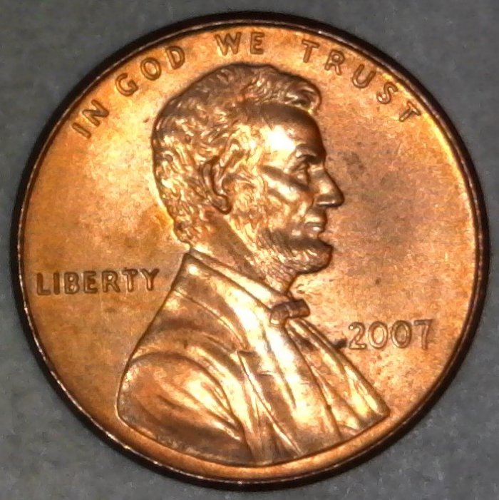 2007-P-Lincoln-Memorial-Cent-Struck-Through-Debris!
